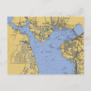 Port Charlotte, Florida Nautical Chart Postcard Vykort