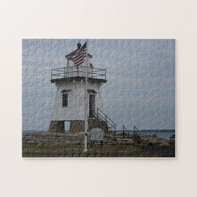 Port Clinton Lighthouse skapat som en Pussel (Horisontell)