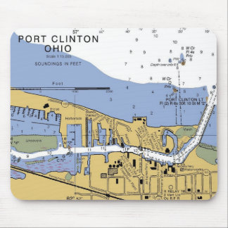 Port Clinton, OH nautiska Erie kartlägger Mousepad Musmatta
