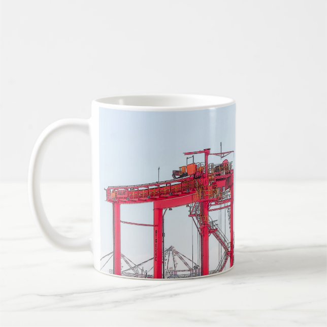 Port Crane Sketch för industrihamnen Kaffemugg (Vänster)