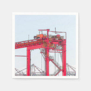 Port Crane Sketch för industrihamnen Pappersservett