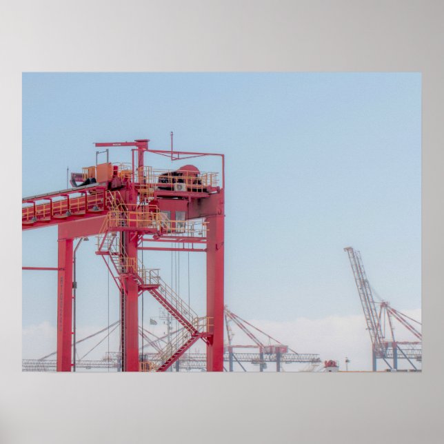 Port Crane Sketch för industrihamnen Poster (Framsidan)