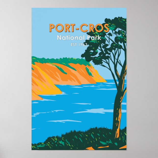 Port - Cros National Park Frankrike Vintage Poster (Framsidan)