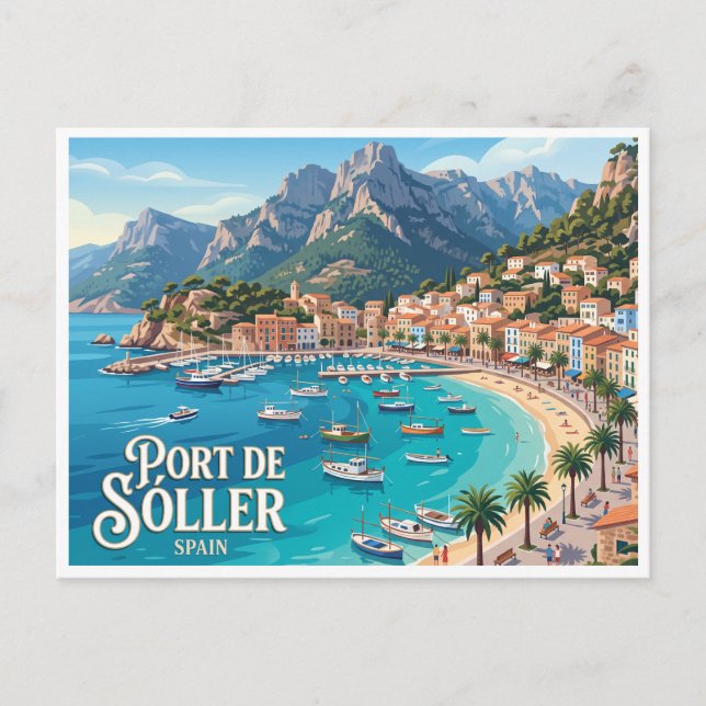 Port de Sóller Spanien Vykort (Framsida)