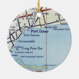 Port Dover PÅ Vintage Karta Julgransprydnad Keramik