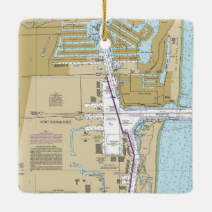 Port Everglades Florida Nautical Chart Julgransprydnad Keramik