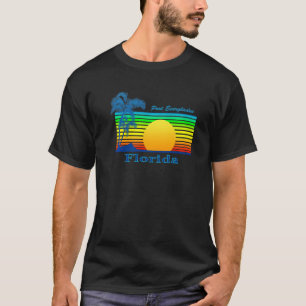 Port Everglades Florida Retro Tropical Beach Sunse T Shirt