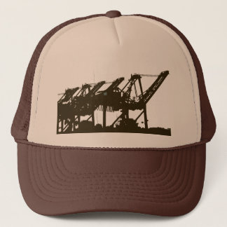 Port Harbror Cranes Brown Hat Truckerkeps