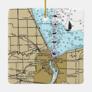 Port Huron Michigan Nautical Chart Julgransprydnad Keramik