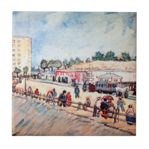 Port i Parisfästningen av Vincent van Gogh Kakelplatta