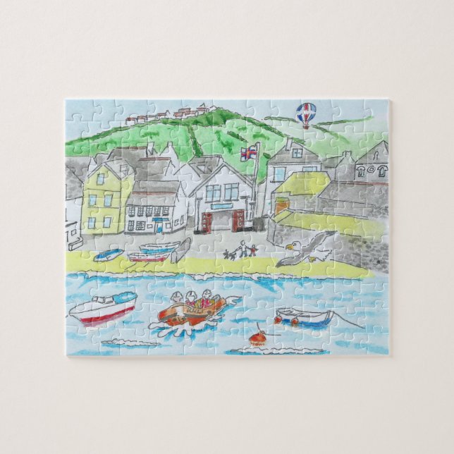 Port Isaac, Cornwall, England Jigszle Puzzle Pussel (Horisontell)