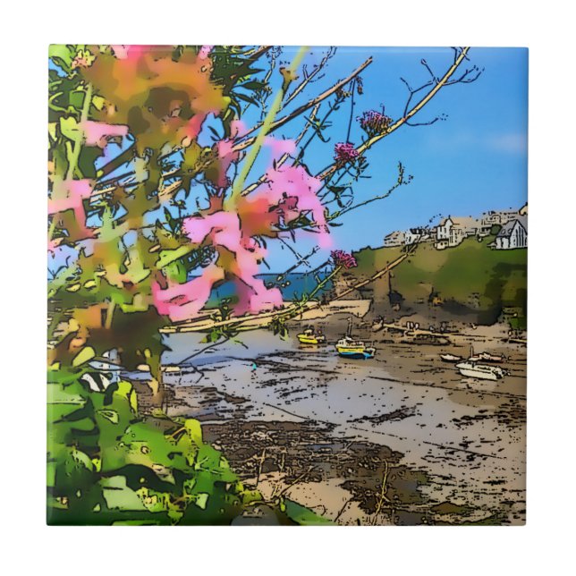 Port Isaac Cornwall Harbour Fishermans vänner Kakelplatta (Framsidan)