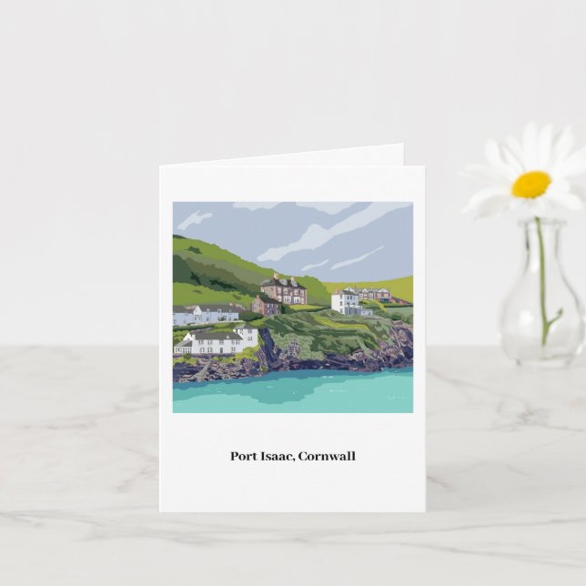 Port Isaac Notecard - med anpassade Kort (Liten växt)