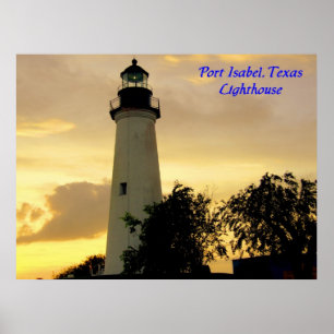 Port Isabel fyr vid solnedgång poster