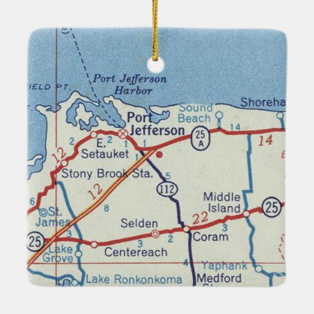 Port Jefferson NY Julgransprydnad Keramik (Baksida)