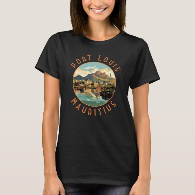 Port Louis Mauritius Retro Distress Circle T Shirt (Framsida)
