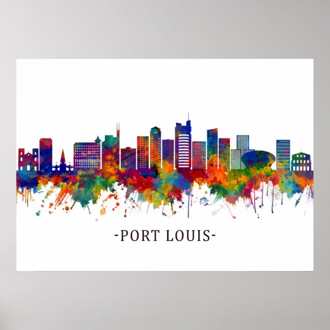 Port Louis Mauritius Skyline Poster (Framsidan)