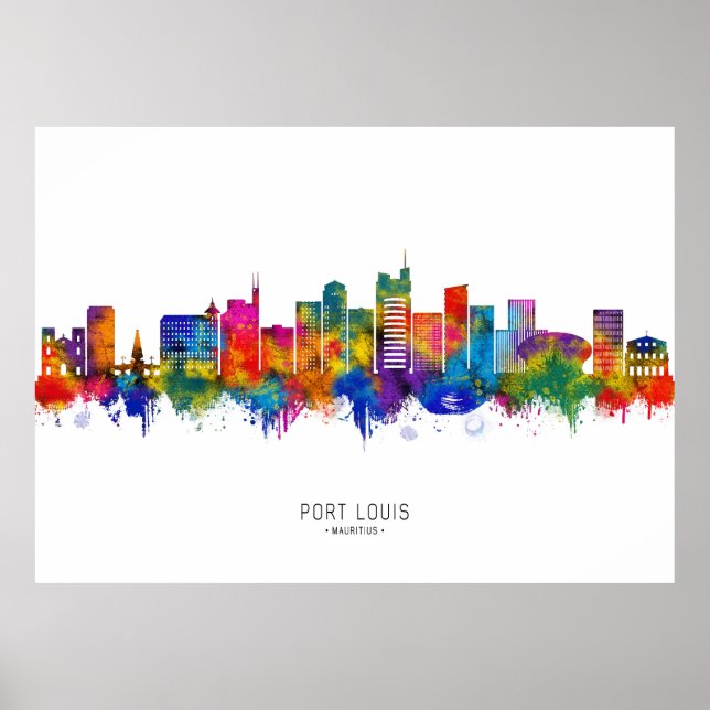 Port Louis Mauritius Skyline Poster (Framsidan)