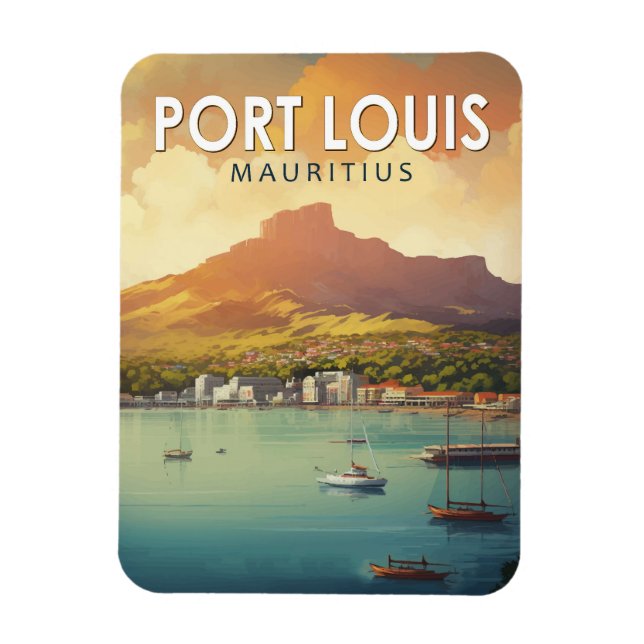 Port Louis Mauritius Travel Art Vintage Magnet (Vertikal)