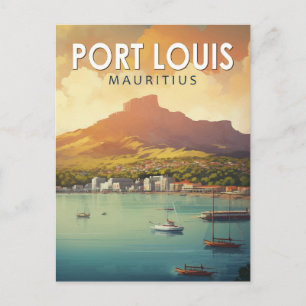 Port Louis Mauritius Travel Art Vintage Vykort