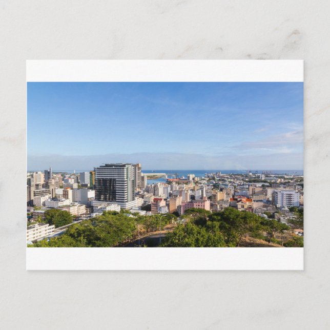 Port Louis Skyline, huvudstad i Mauritius, via da Vykort (Framsida)
