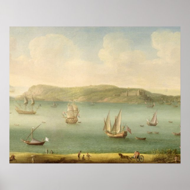 Port Mahon, Minorca, 1730's (olja på canvas) Poster (Framsidan)