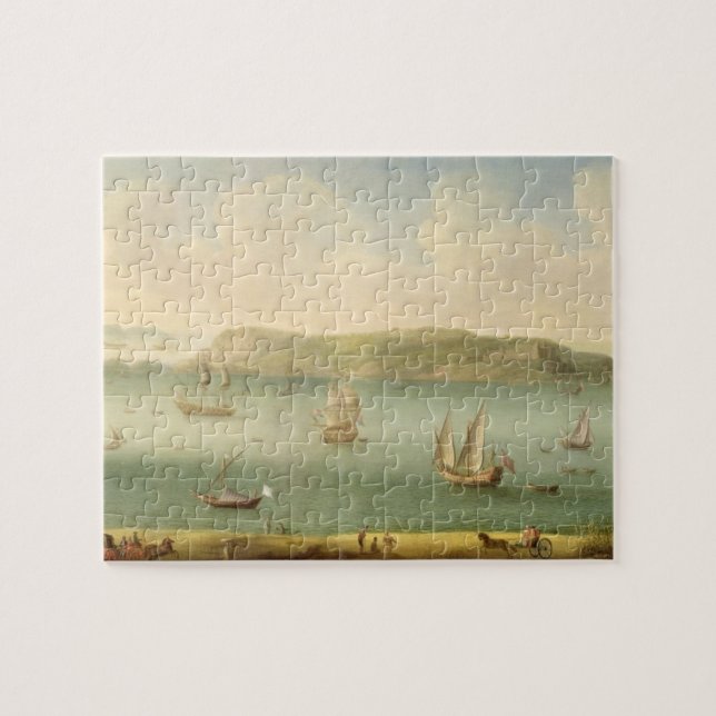 Port Mahon, Minorca, 1730's (olja på kanfas) Pussel (Horisontell)