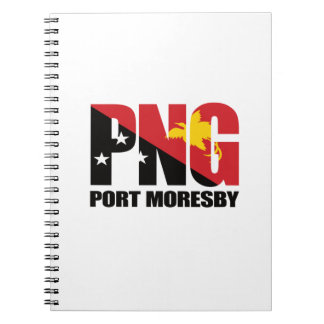 Port Moresby PNG med Papua Nya Guinea Flagga Anteckningsbok