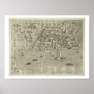 Port och Town av Algiers, c.1572 (gravyr) Poster