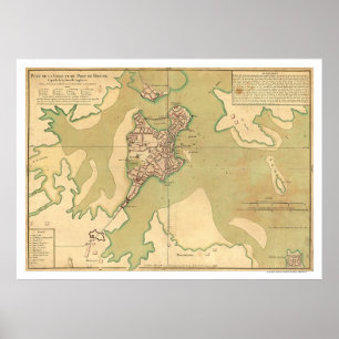 Port of Boston Massachusetts Karta 1764 Poster