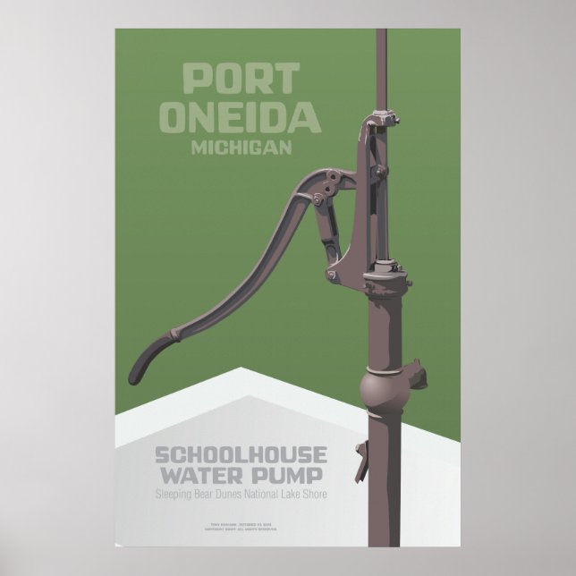Port Oneida, Michigan - Schoolhouse Vatten Pump Poster (Framsidan)