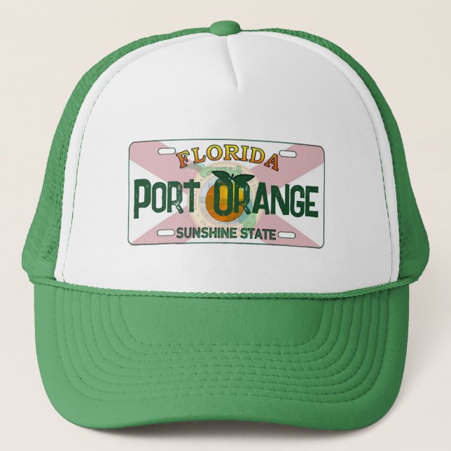 Port Orange Florida flagga-registreringsskylt Keps (Framsida)