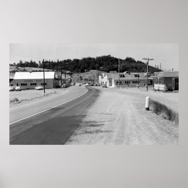Port Orford, Oregon Town View-foto Poster (Framsidan)