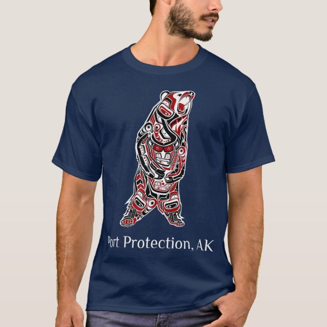 Port Protection Alaska Native American Brown T Shirt (Framsida)