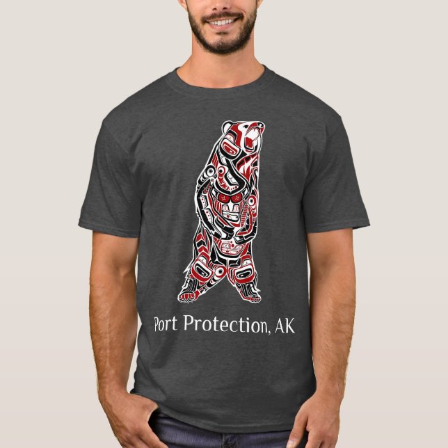 Port Protection Alaska Native American Brown T Shirt (Framsida)