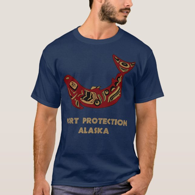 Port Protection Alaska Native American Salmon T Shirt (Framsida)