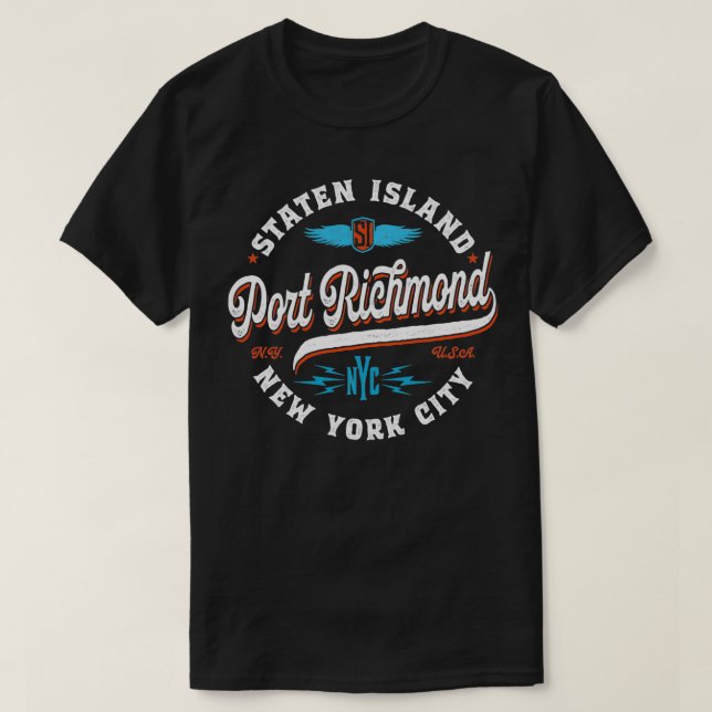 Port Richmond New York City Staten Island Pullover T Shirt (Design framsida)