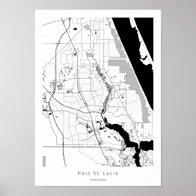Port Saint Lucie Florida Modern Simple Karta Poster (Framsidan)