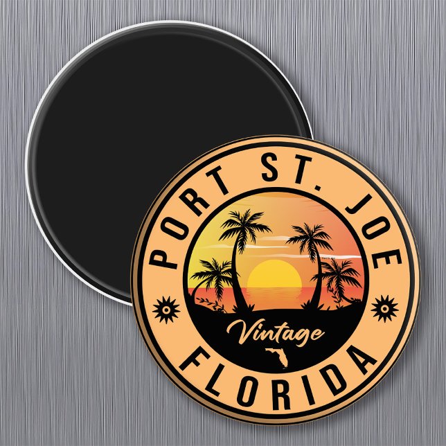 Port St. Joe Florida Retro Sunset Souvenir Magnet (Skapare uppladdad)