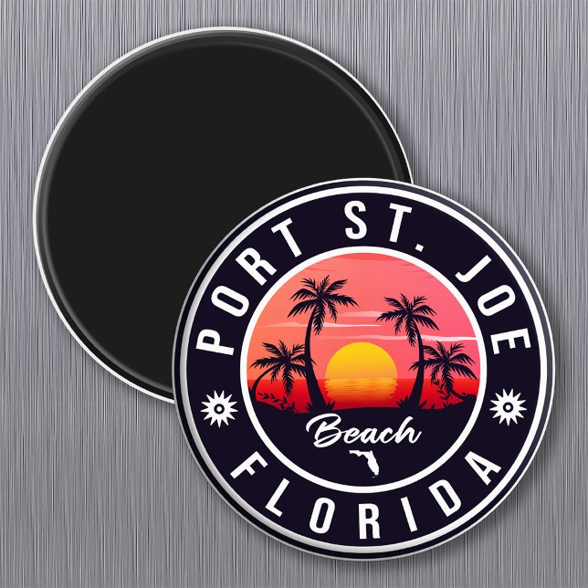 Port St. Joe Florida Retro Sunset Souvenir Magnet (Skapare uppladdad)