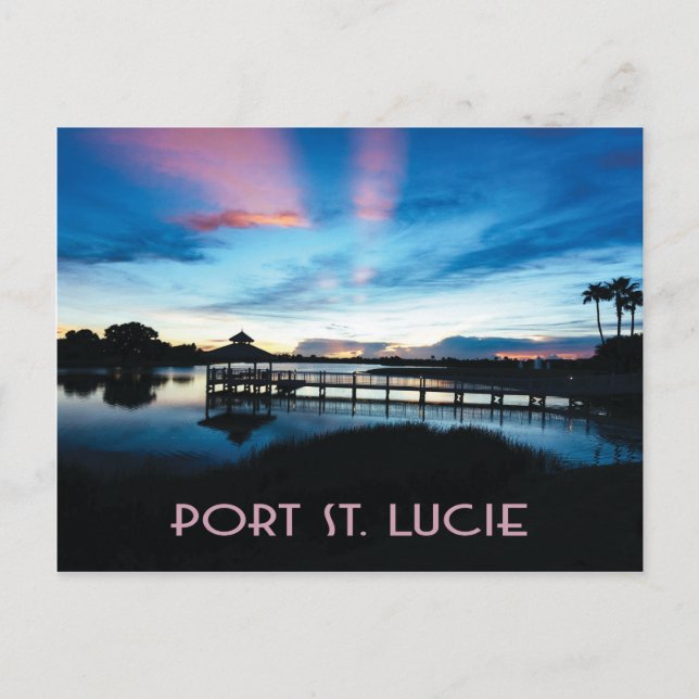 Port St. Lucie, Florida, Dock vid nattvykort Vykort (Framsida)