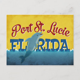 Port St Lucie Florida Dolphin Retro Vintage resor Vykort