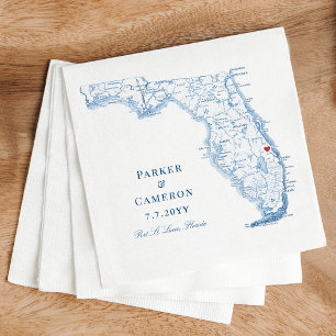 Port St. Lucie Florida Karta Elegant bröllop Pappersservett