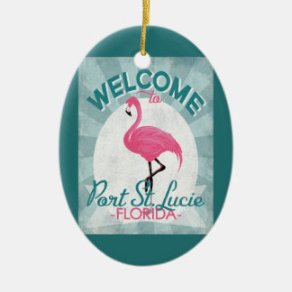 Port St Lucie Florida Rosa Flamingo Retro Julgransprydnad Keramik