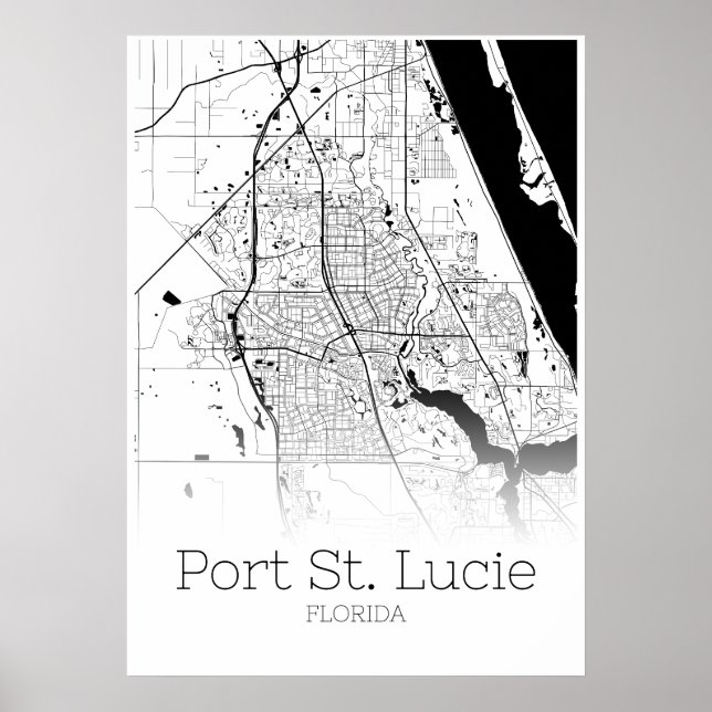Port St. Lucie Karta - Florida - City Karta Poster (Framsidan)