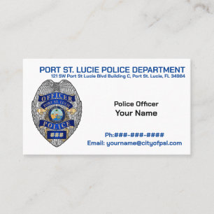 Port St. Lucie-polisassistent PSLPD-affärskort Visitkort
