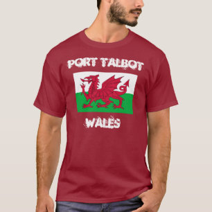 Port Talbot, Wales med walesisk flagga T Shirt