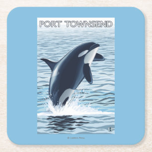 Port Townsend, WashingtonOrca banhoppning Underlägg Papper Kvadrat