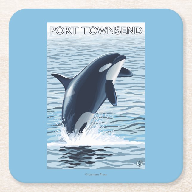 Port Townsend, WashingtonOrca banhoppning Underlägg Papper Kvadrat (Framsidan)