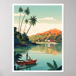 Port Vila Vanuatu Art Vintage resor Illustration Poster